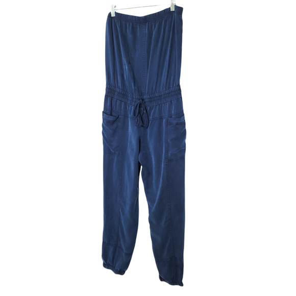 YFB Clothing Luke Jumpsuit S Blue Strapless Tassel Pockets Gathered Hem - Picture 3 of 12